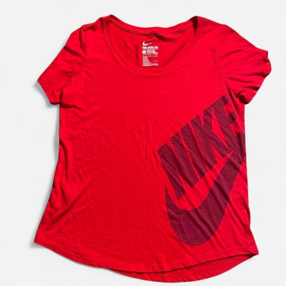 Nike The Nike Tee Athletic Cut Red Short Sleeve Scoop Neck Swoosh Shirt Large